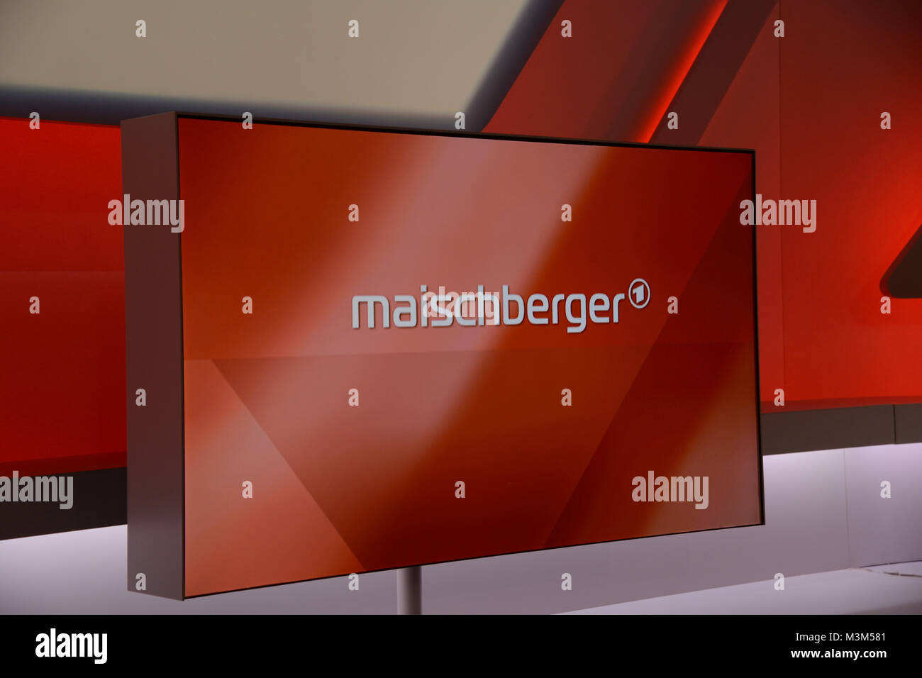 Symbolbild des Logo im Set der ARD Sendung Maischberger, immer Mittwoch in der ARD mit der Moderatorin Sandra Maischberger Stock Photo