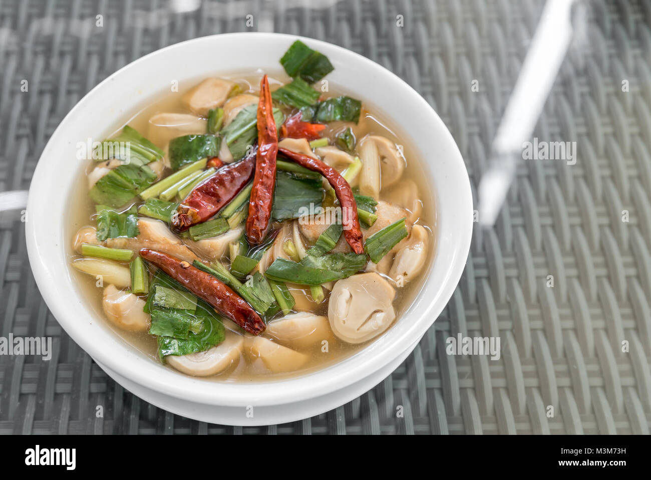 mushroom tom yum spicy soup Stock Photo Alamy