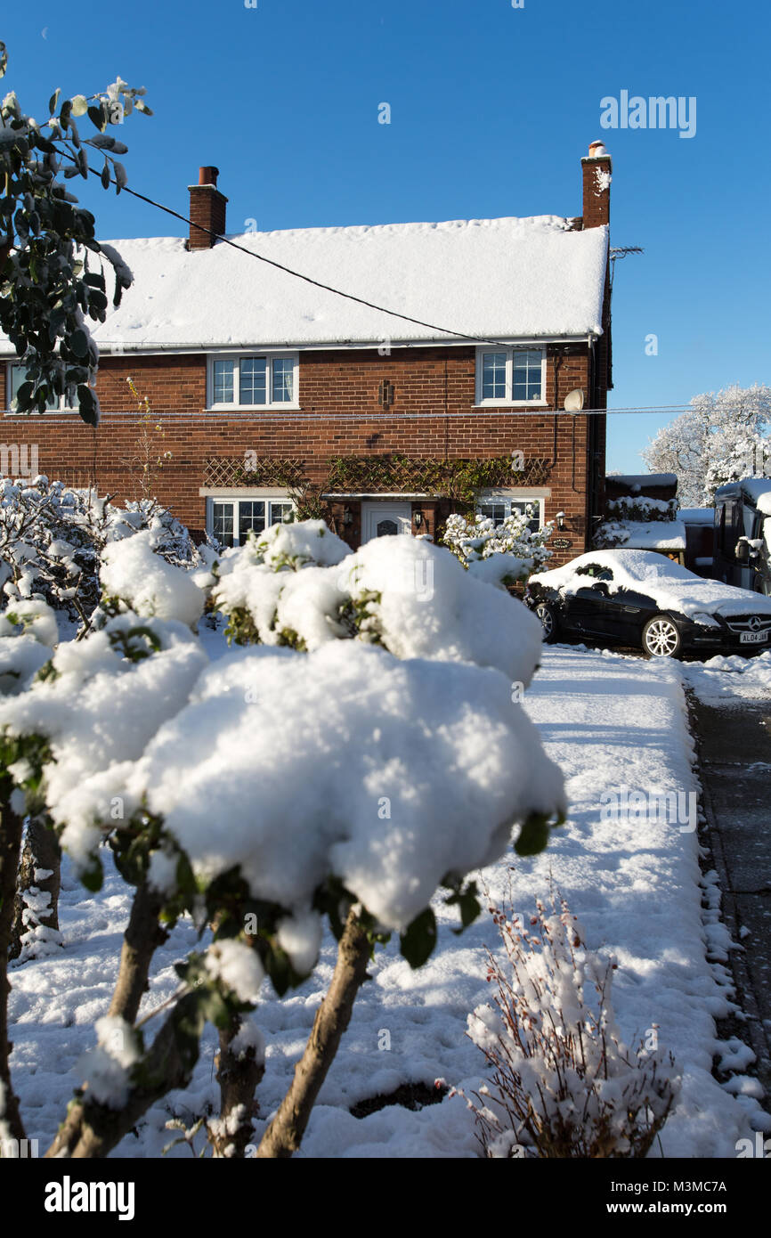 Village of Coddington, England. Picturesque winter view of a rural semi
