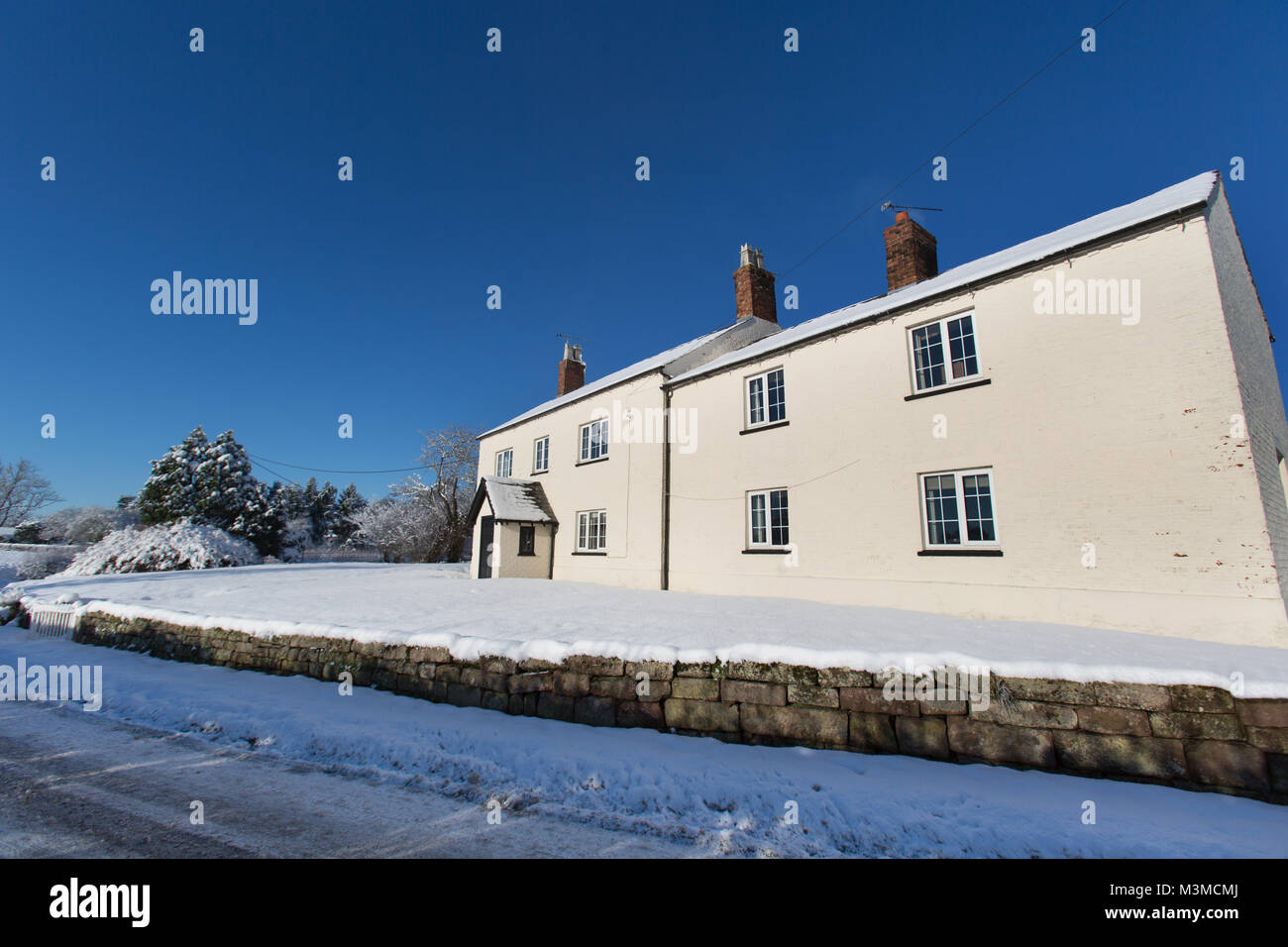 Winter England Rural Village of Coddington, England. Picturesque winter view of a rural ...