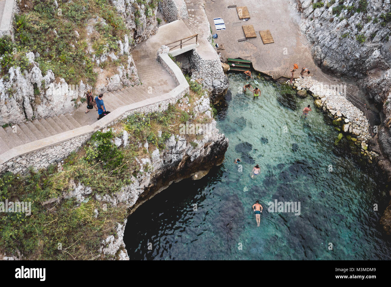 Gagliano del Capo (Italy), August 2017. View of the Ciolo fjord from