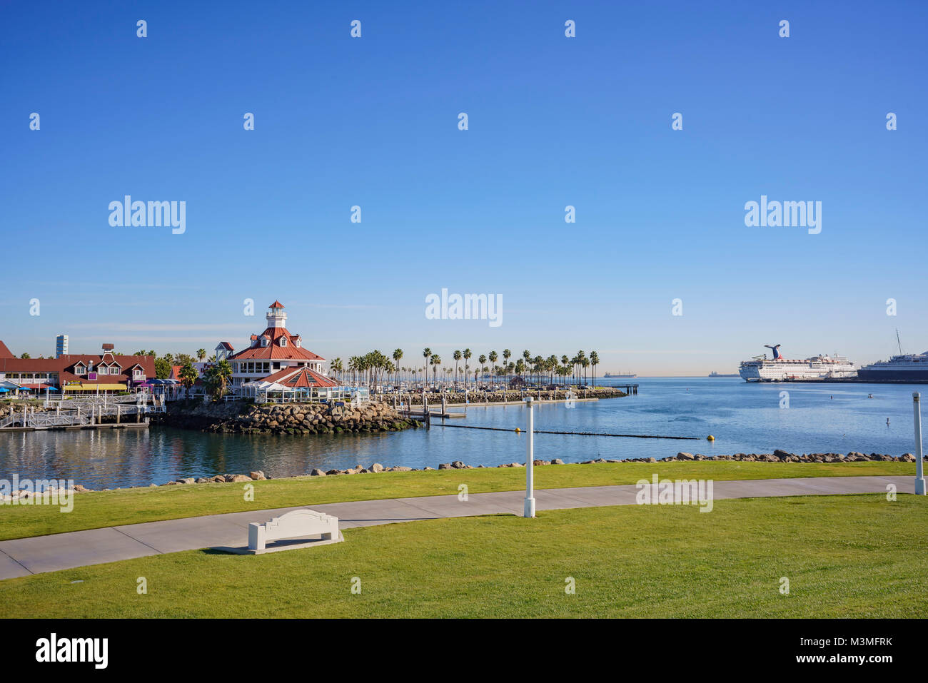 Beautiful scene around Rainbow Harbor, Long Beach, California, U.S.A. Stock Photo