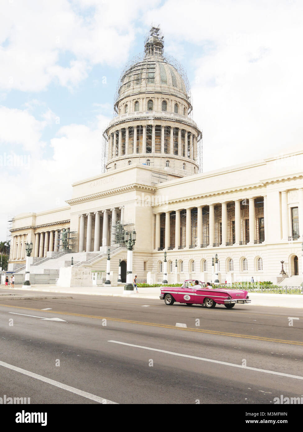 Crusing passed El Capitolio, Havana Stock Photo