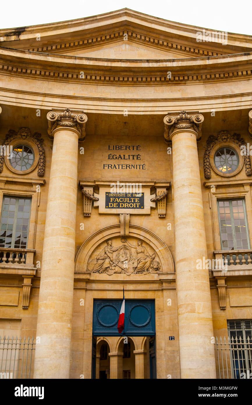 PARIS, FRANCE - JULY 10, 2014: The University of Paris, Sorbonne university, famous university in Paris, founded by Robert de Sorbon (1257) - one of f Stock Photo