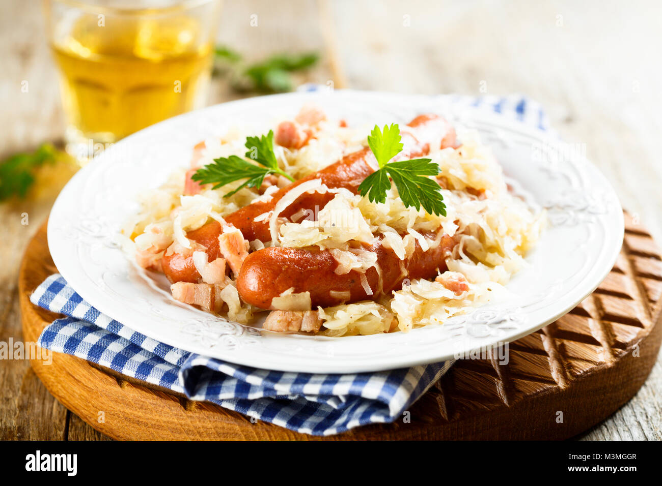 Sauerkraut stew with sausages Stock Photo Alamy