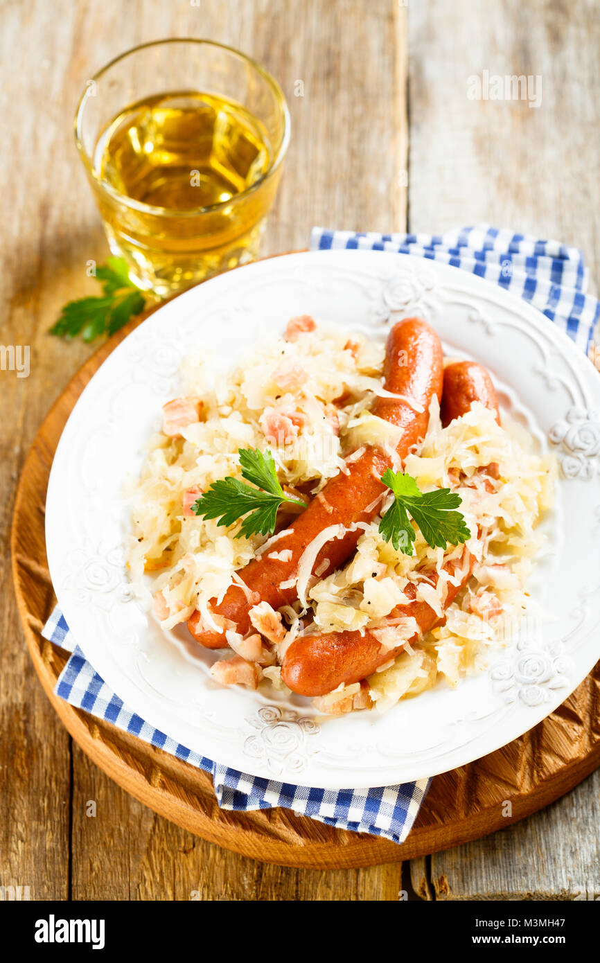 Sauerkraut stew with sausages Stock Photo Alamy