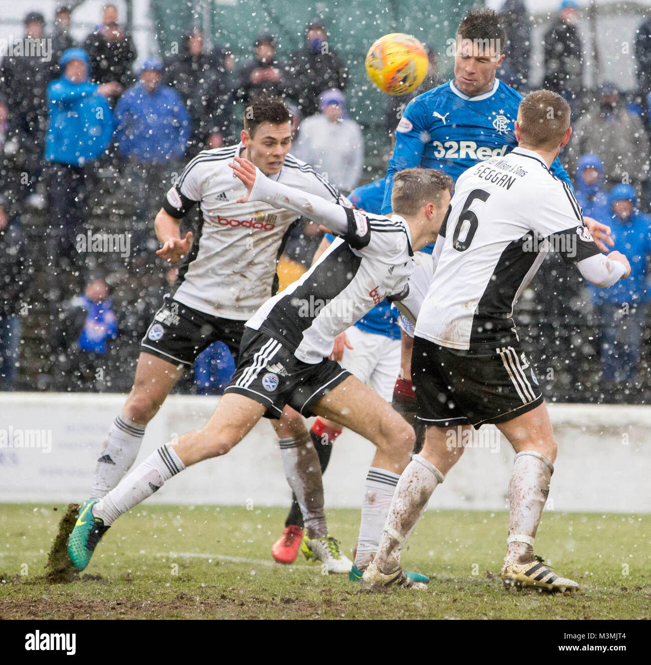 Rangers Josh Windass scores his side's fifth goal of the gamel during the William Hill Scottish Cup, fifth round match at Somerset Park, Ayr. Stock Photo