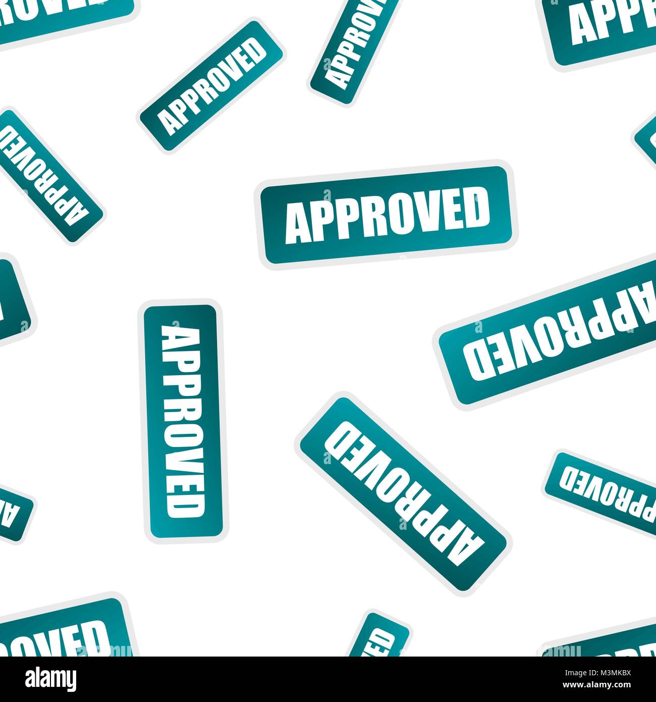 Approved stamp seamless pattern. Business concept approved pictogram ...