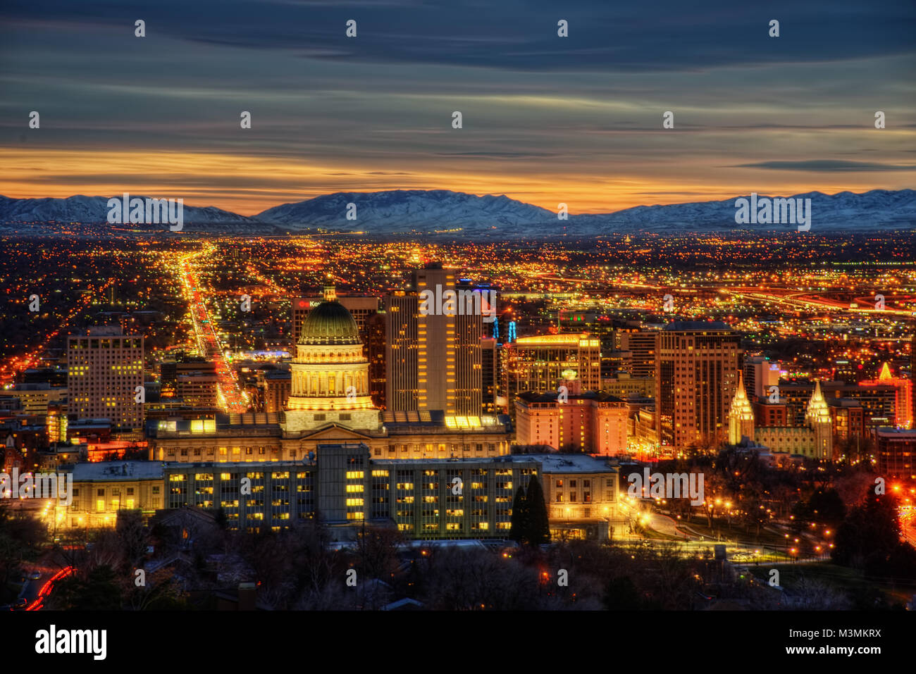 Salt Lake City Sunset taken in 2015 Stock Photo