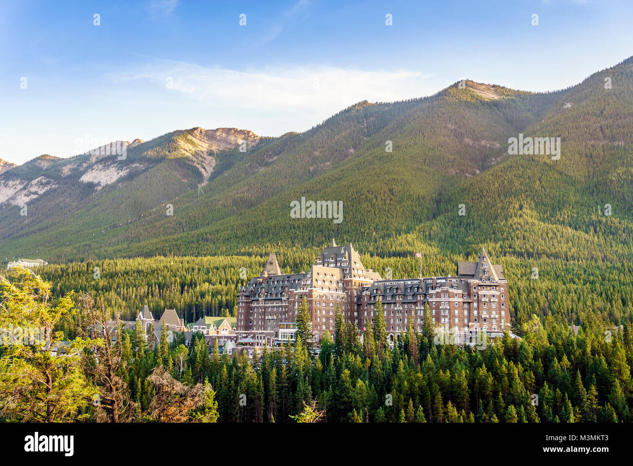 Luxurious Fairmont hotel located in Rockies mountains, Alberta, Canada