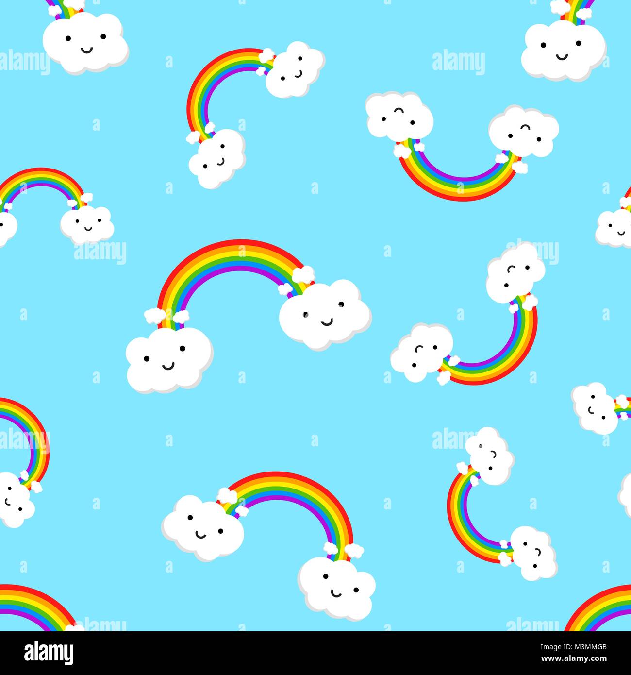 Rainbow with emotion clouds seamless pattern background icon. Business ...