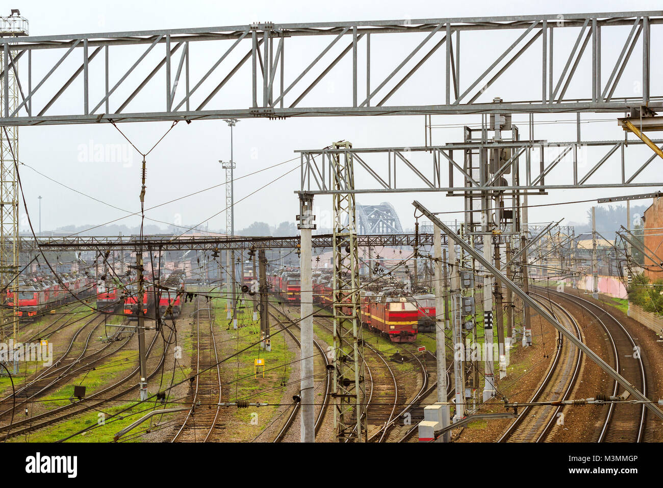 Old on railroad tracks of technical railway station