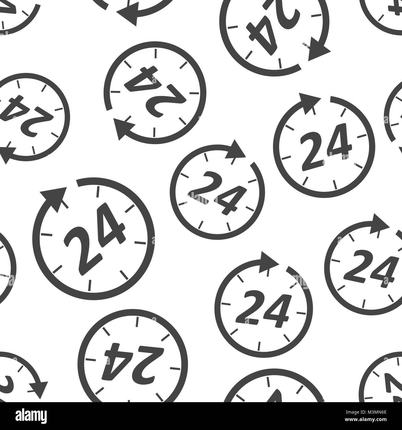 Time Icon Seamless Pattern Background. Business Flat Vector 