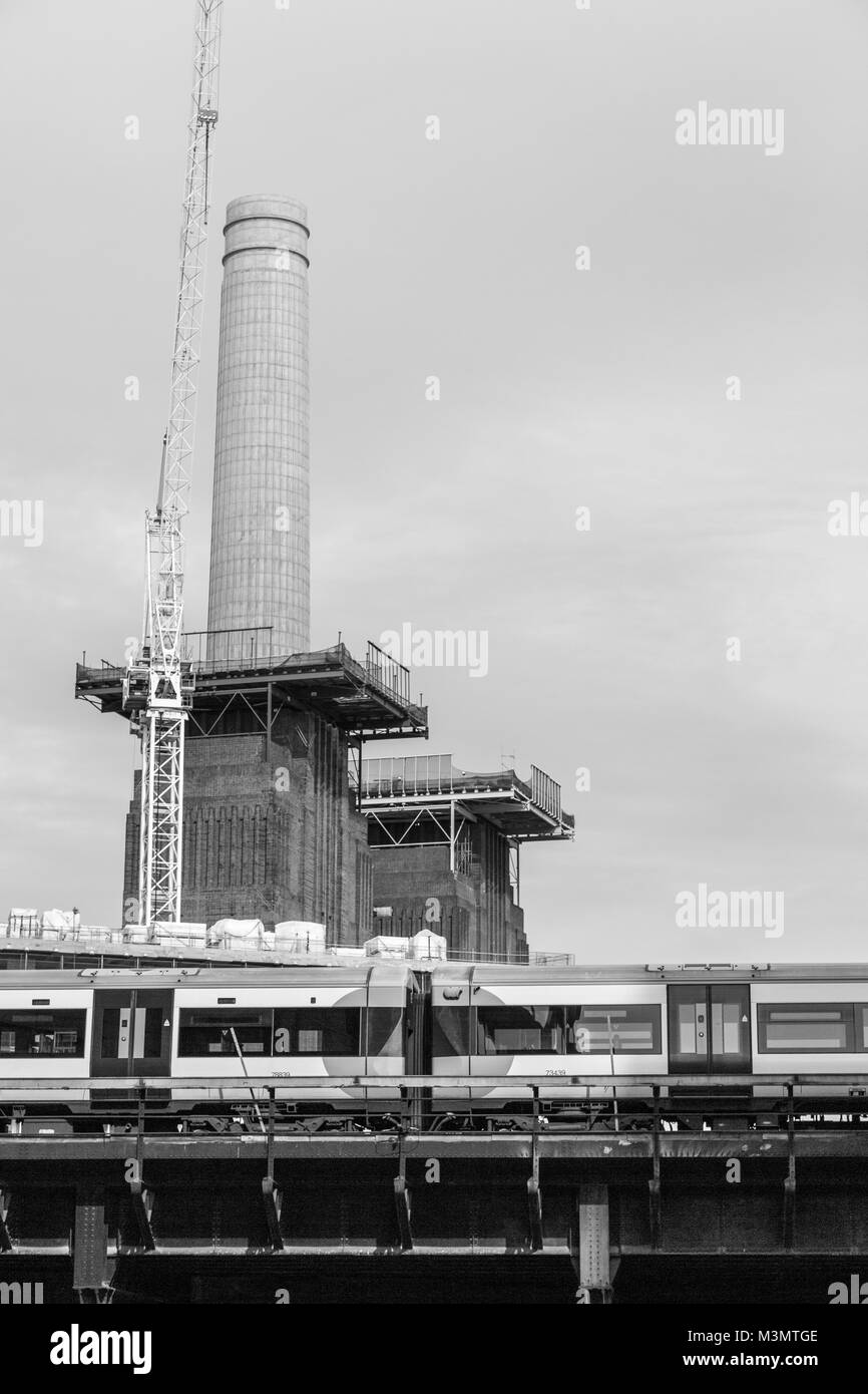 Construction at battersea power station Black and White Stock Photos