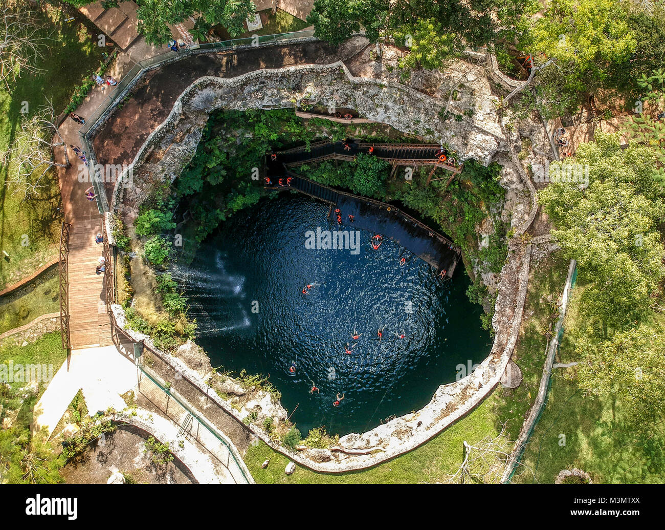 Aerial Shot of Cenote Zahamal, Mexico Stock Photo