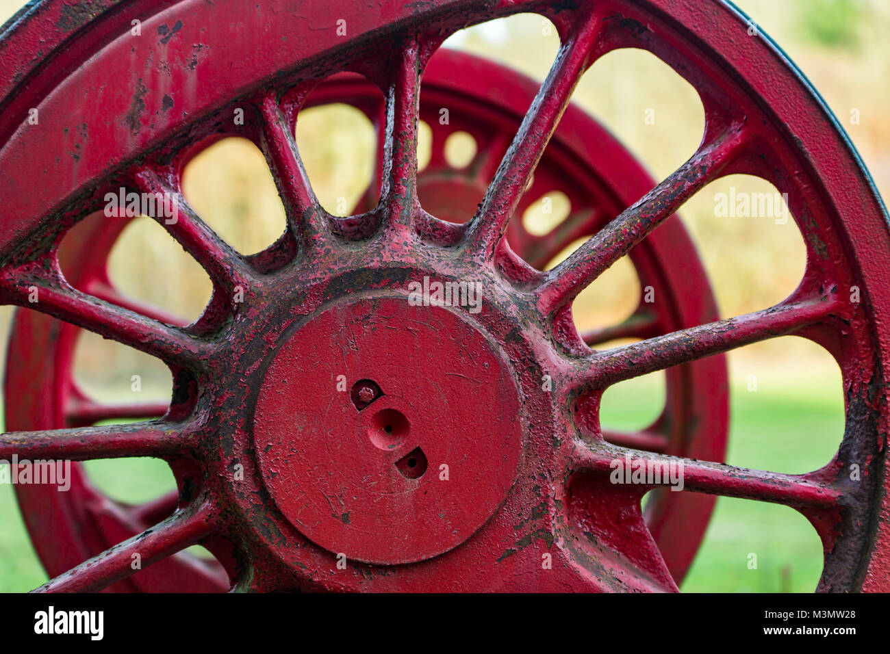 Wheel of a steam locomotive Stock Photo