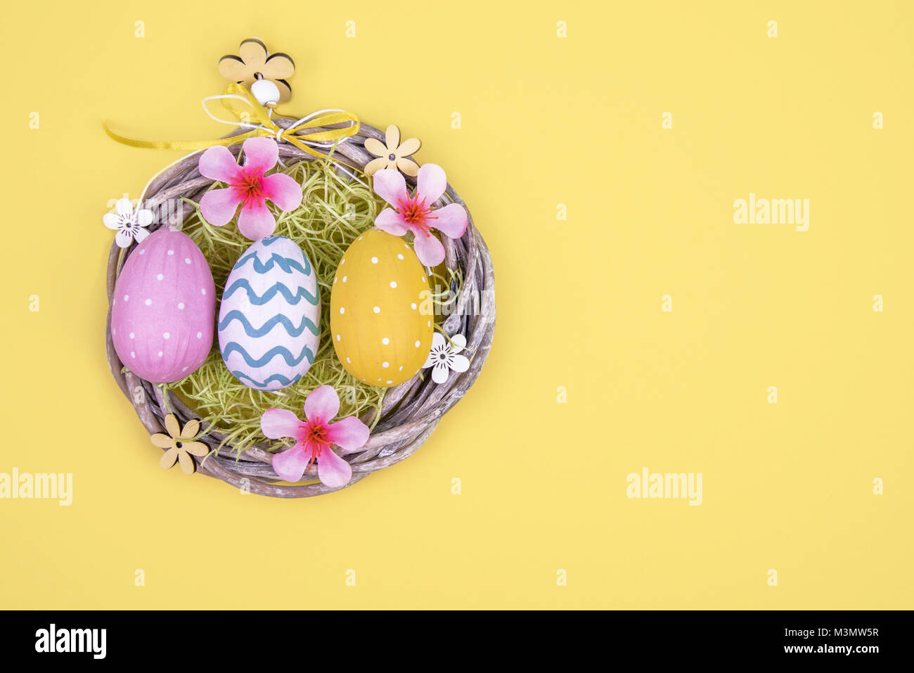 Creative easter composition with painted eggs Stock Photo - Alamy