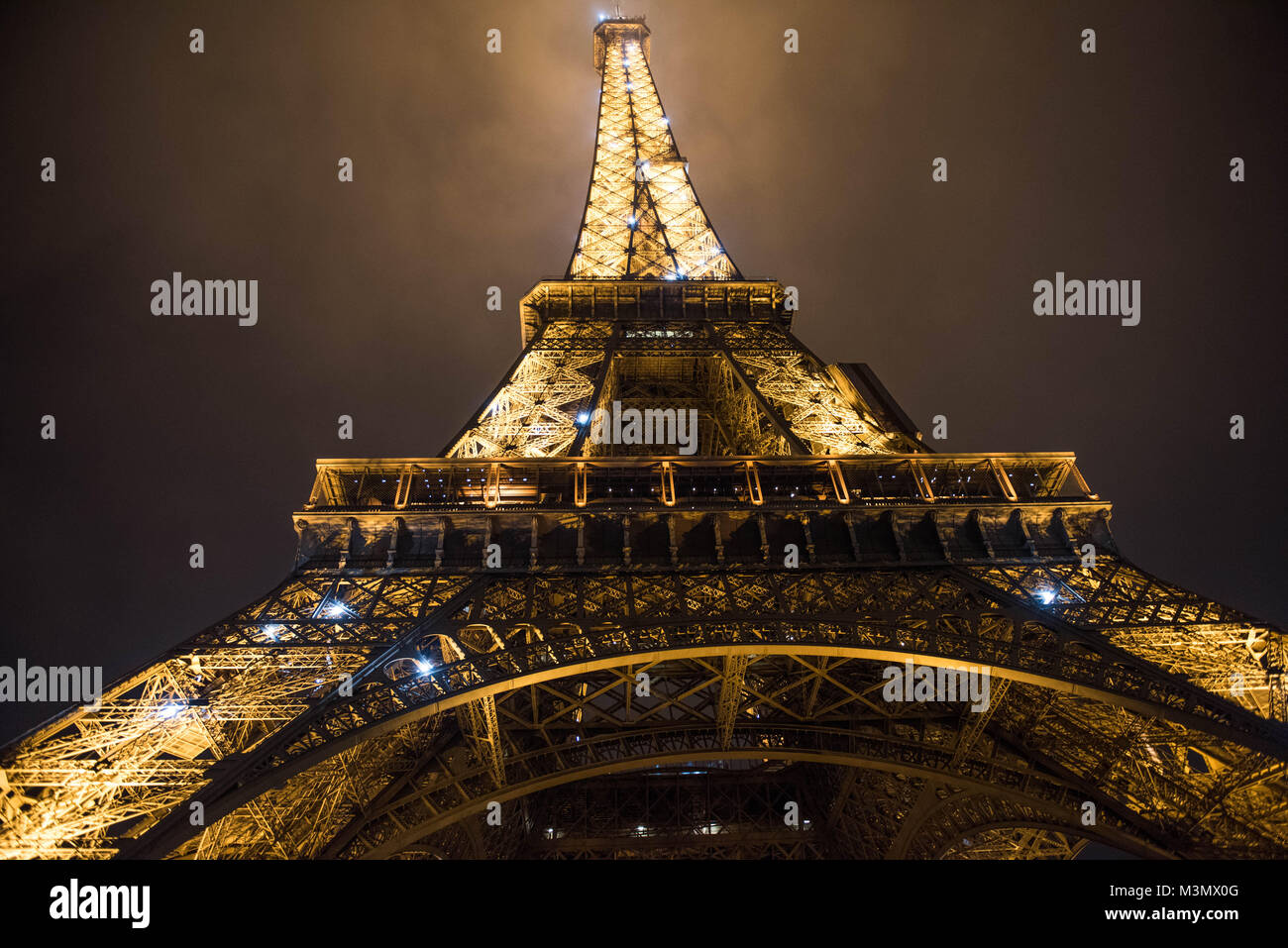 The Eiffel Tower at night Stock Photo Alamy