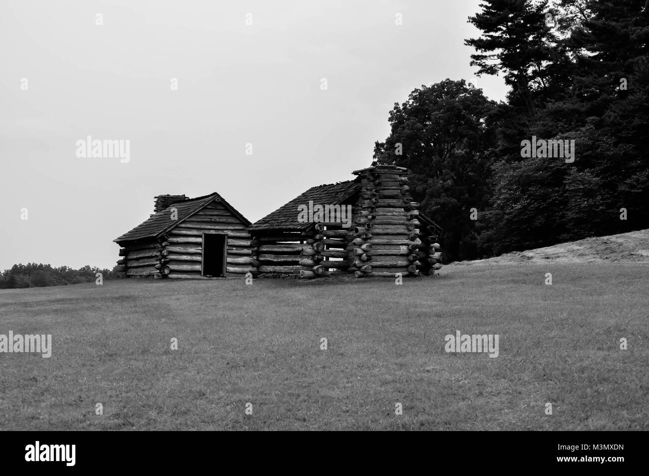 Historic log cabins Black and White Stock Photos & Images - Alamy