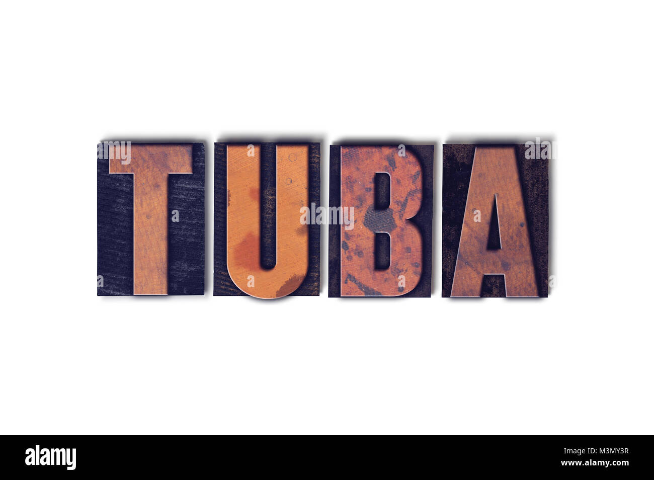 The word Tuba concept and theme written in vintage wooden letterpress
