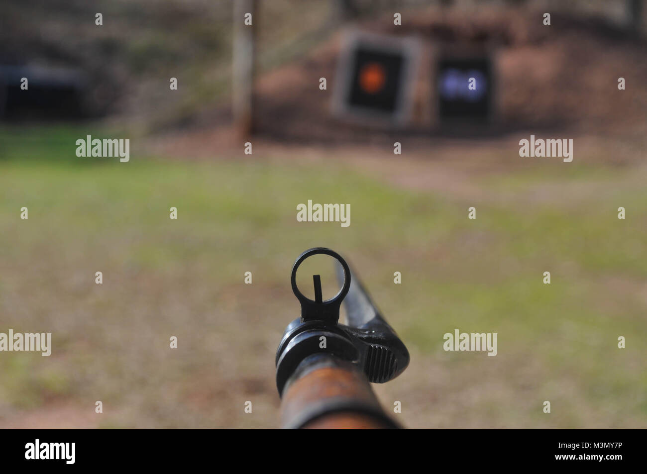 Aiming a Mosin Nagant Gun Rifle with the Attached Stock Photo