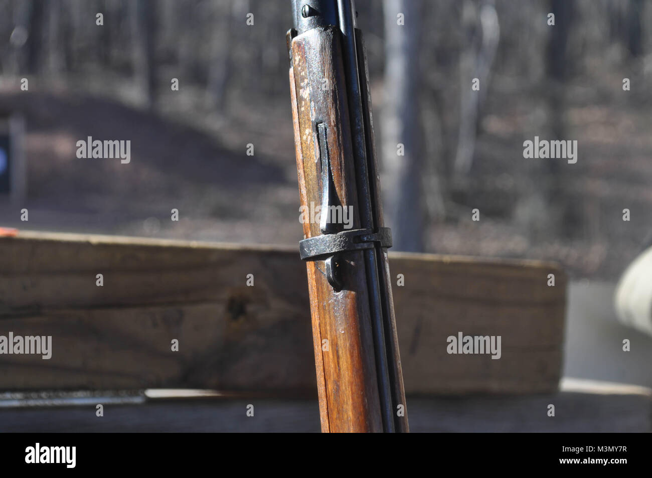 Mosin Nagant Rifle Gun at a Shooting Range Stock Photo