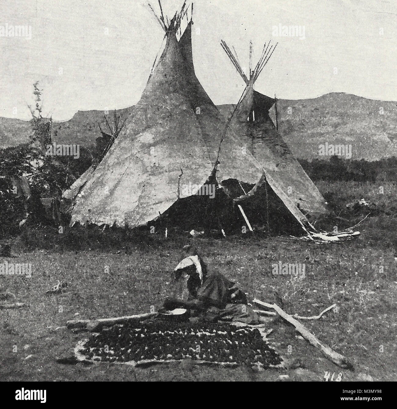 Nez Perce Tepees, circa 1850 Stock Photo