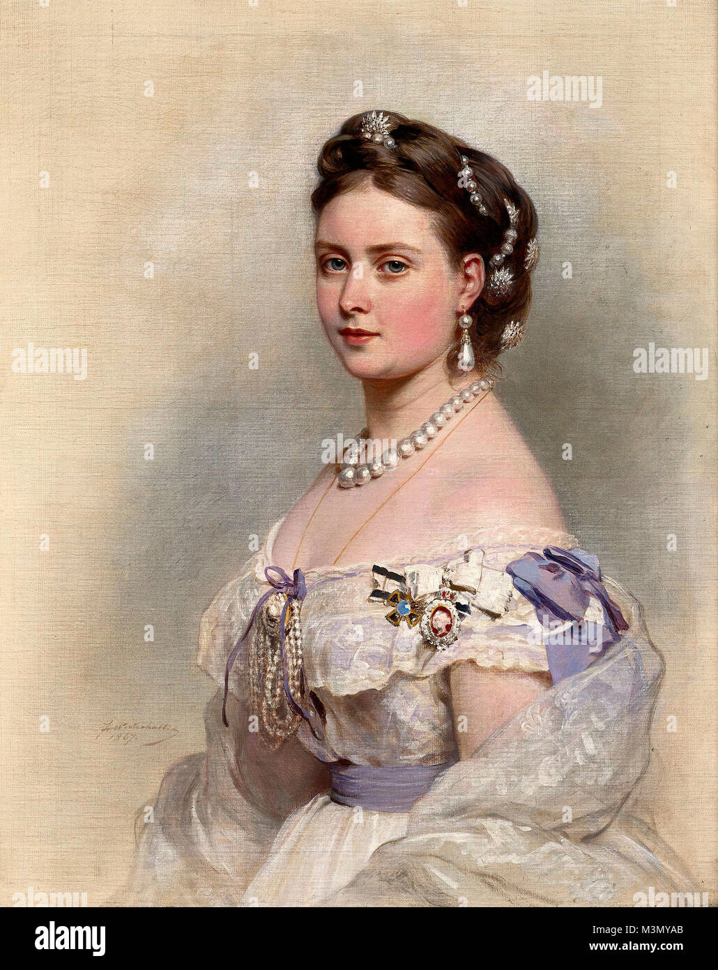 The Princess Victoria, Princess Royal as Crown Princess of Prussia in 1867.  Franz Xaver Winterhalter Stock Photo