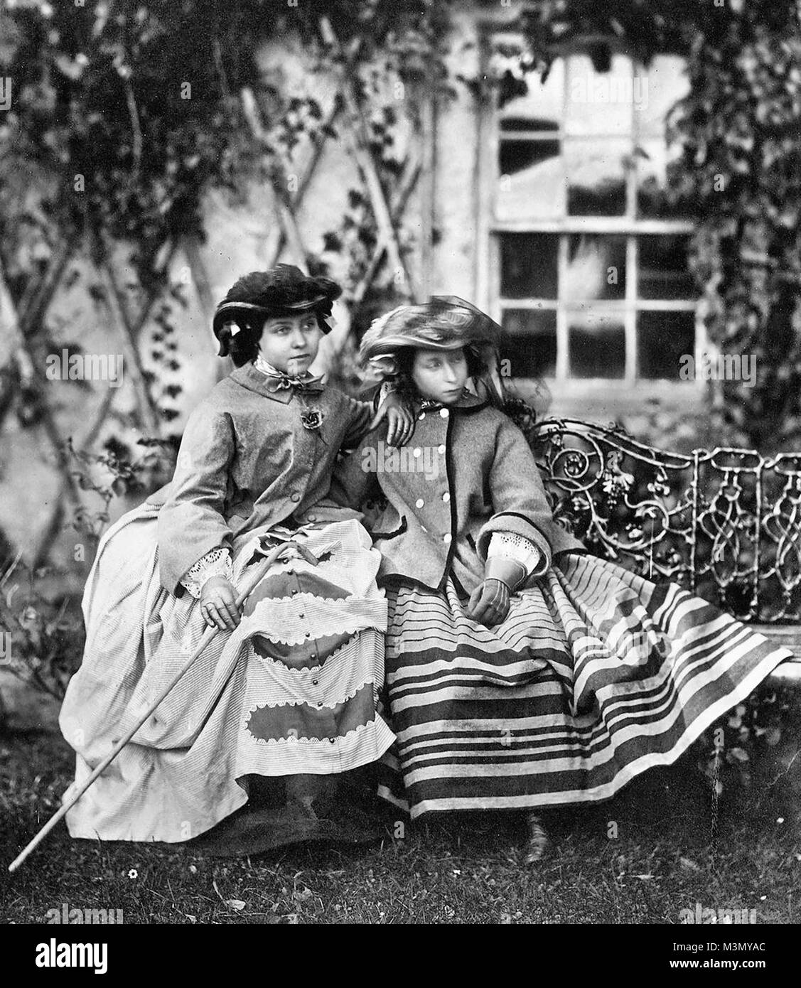Victoria, Princess Royal and her sister Princess Alice. 1856 Stock Photo