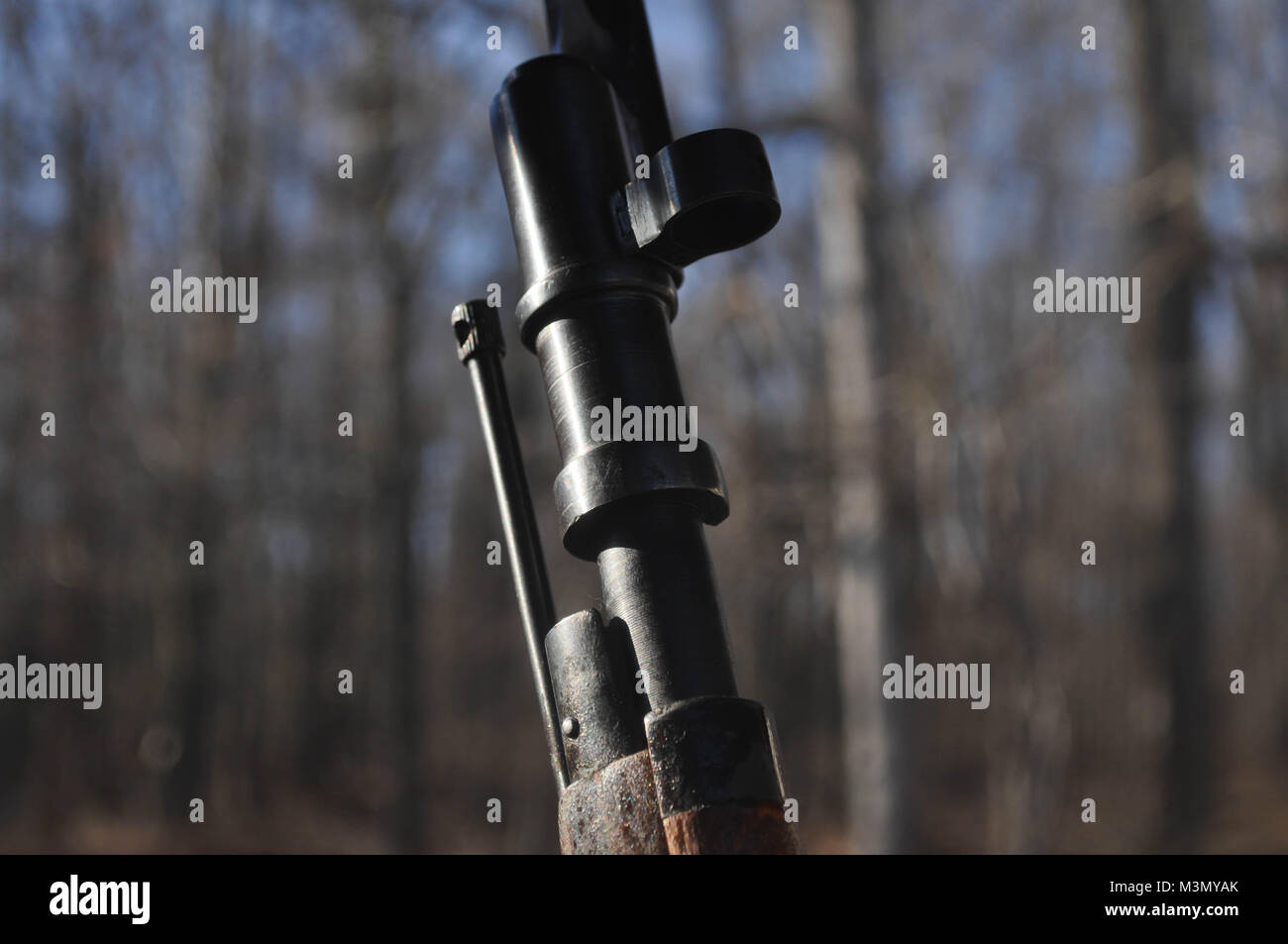 Mosin Nagant Rifle Gun at a Shooting Range Stock Photo
