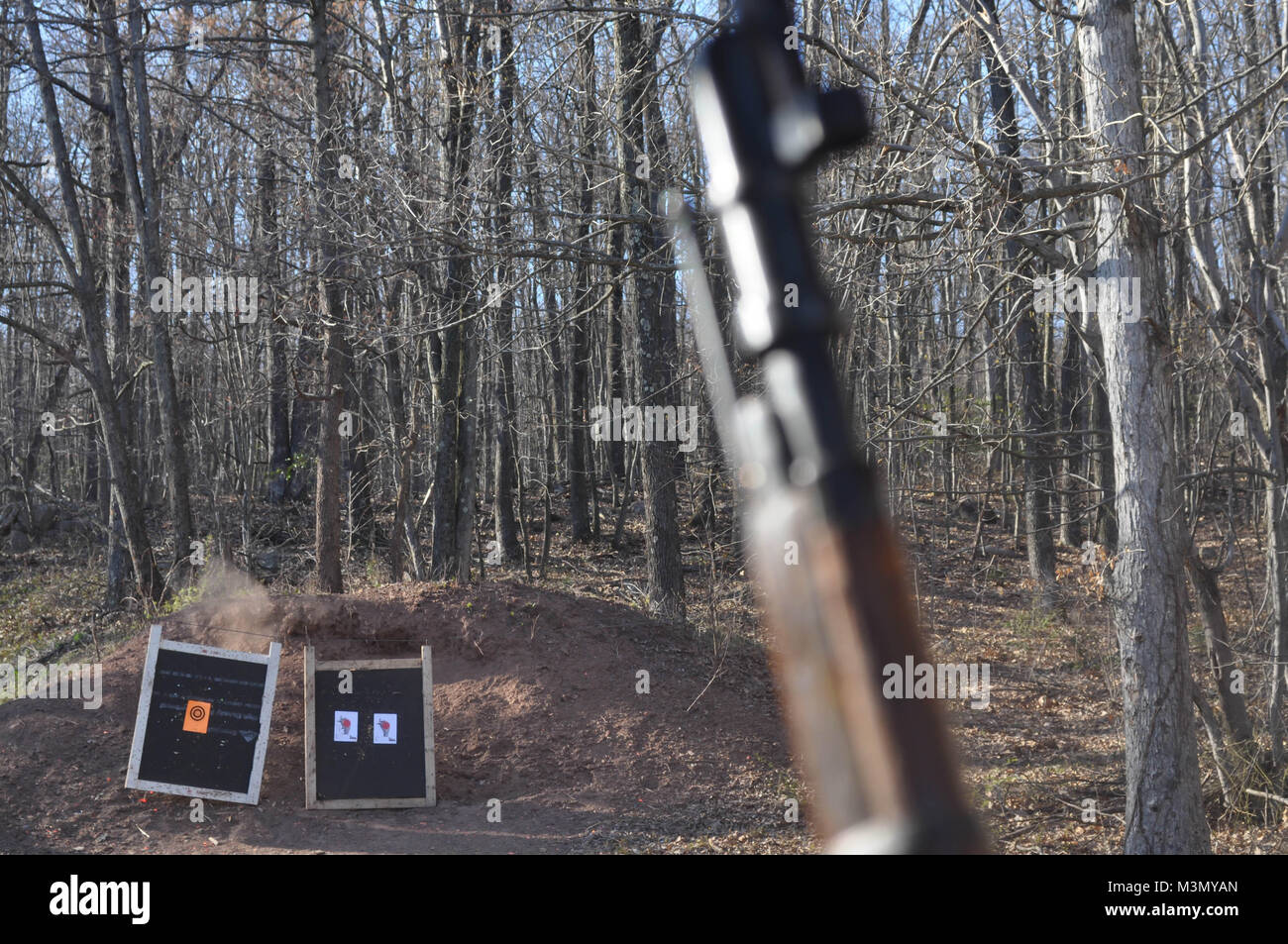 Mosin Nagant Rifle Gun at a Shooting Range Stock Photo