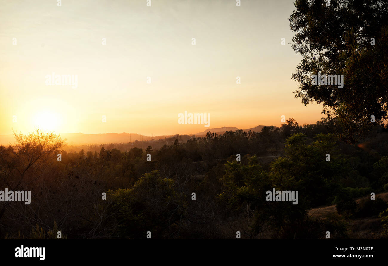 Los Angeles Skyline Sunset taken in 2015 Stock Photo