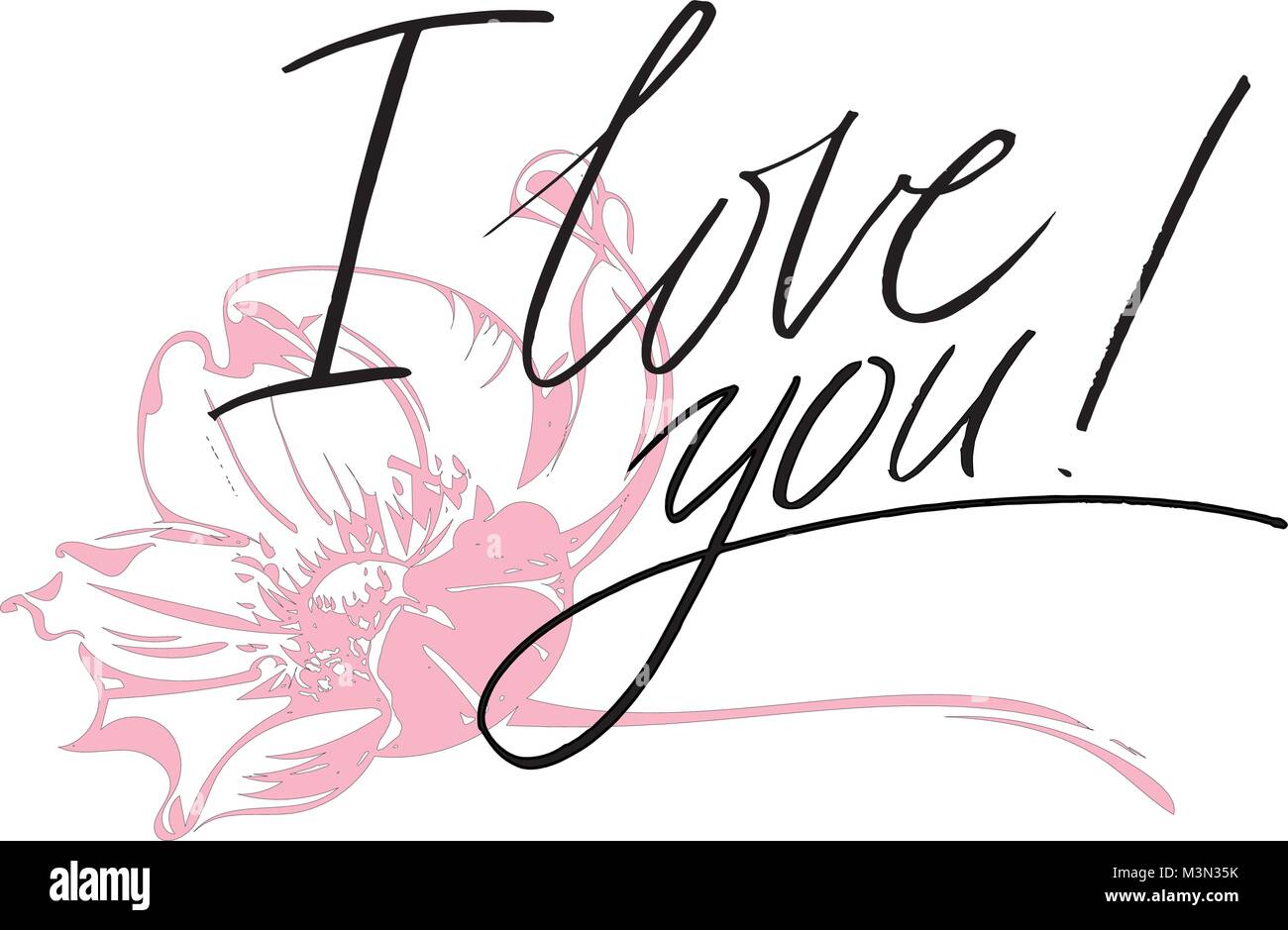 I love you. I heart you. Valentines day calligraphy glitter card. Hand ...