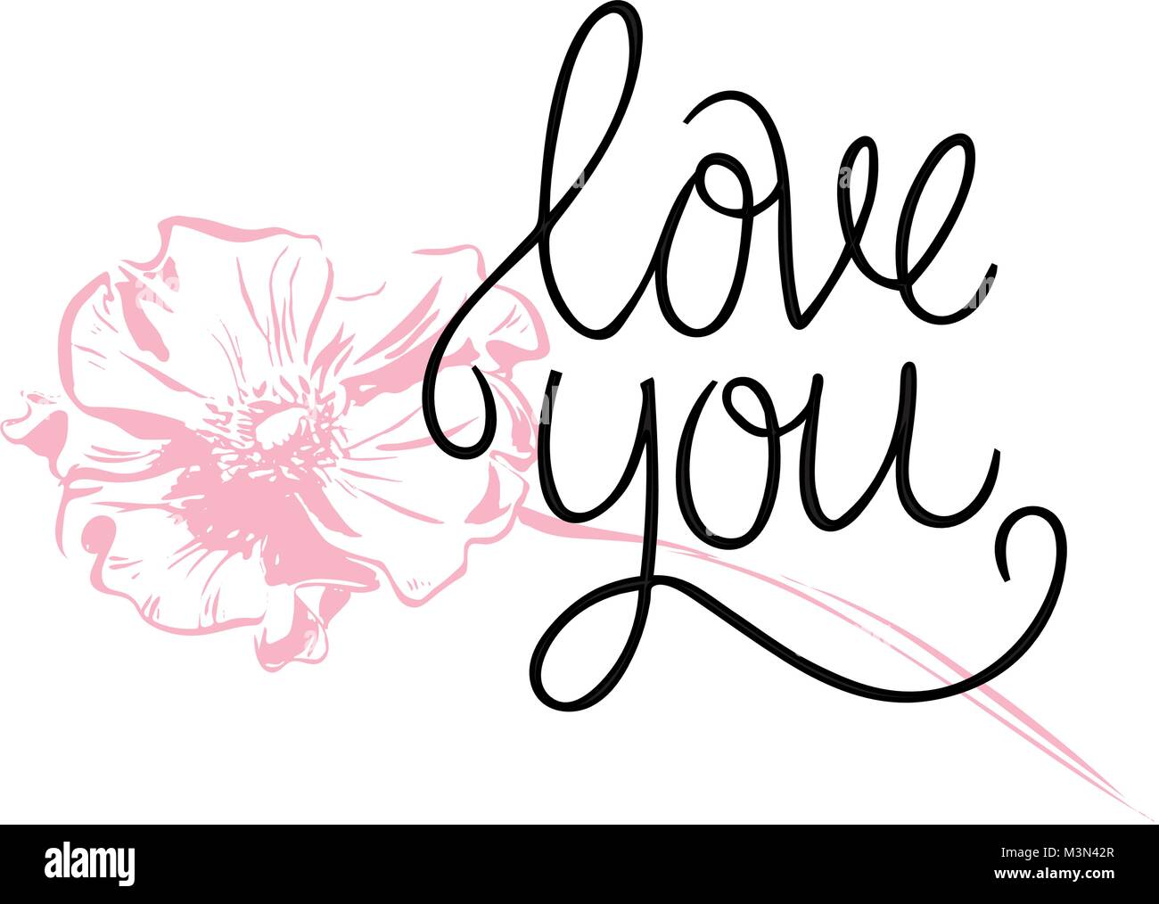 I love you. I heart you. Valentines day calligraphy glitter card. Hand ...