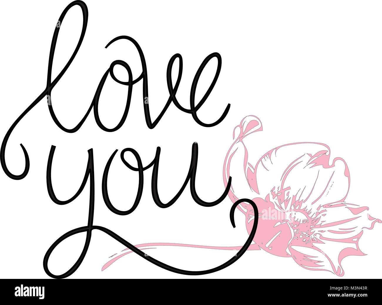 I love you. I heart you. Valentines day calligraphy glitter card. Hand ...