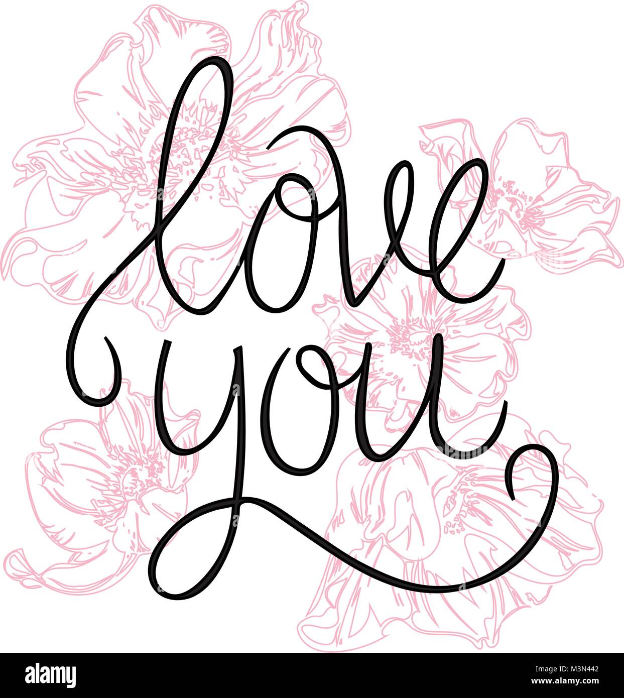 I love you. I heart you. Valentines day calligraphy glitter card. Hand ...