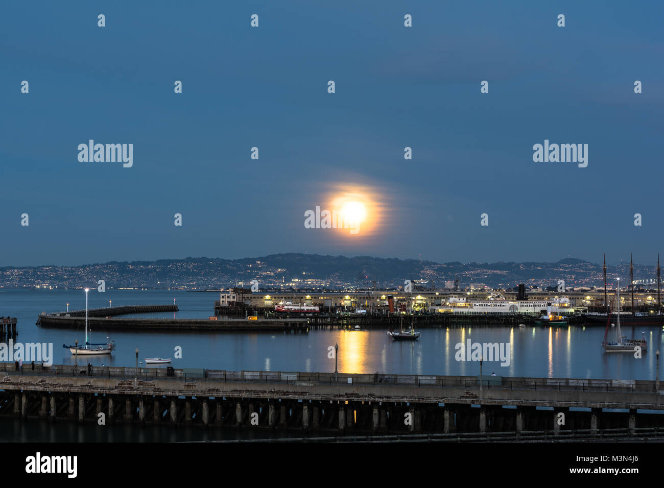 The moon in the San Francisco Bay Area, California Stock Photo