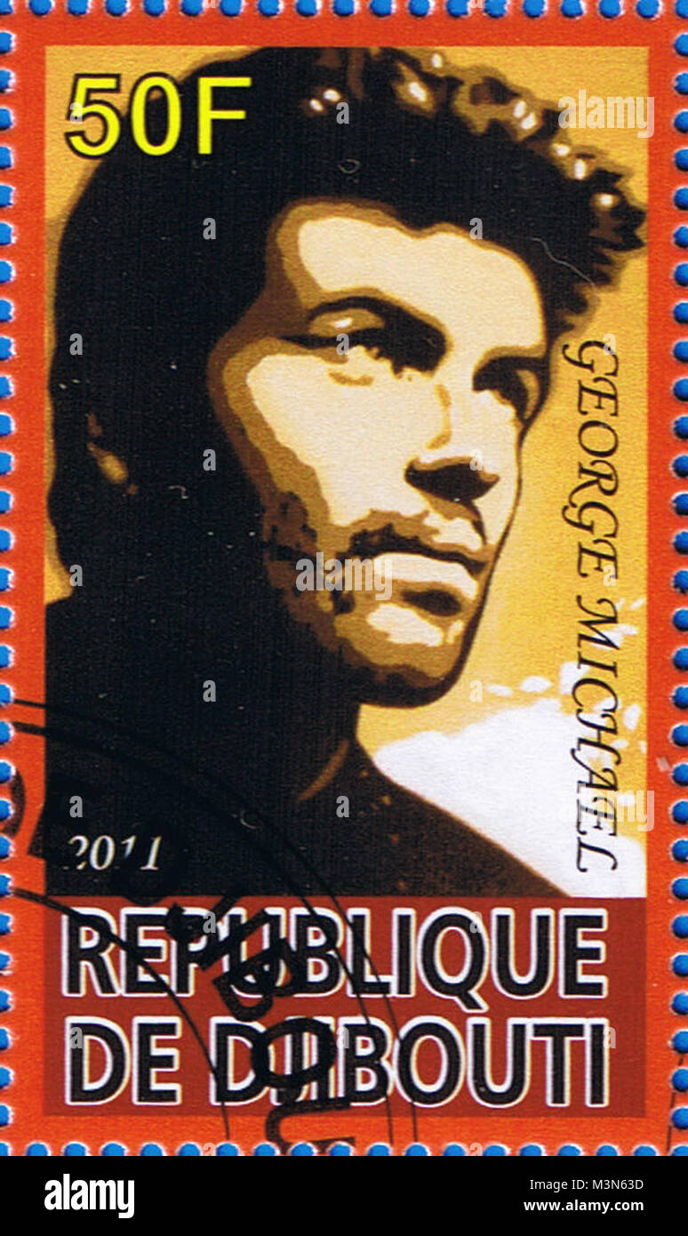 DJIBOUTI - CIRCA 2011: A postage stamp printed in the Republic of Djibouti showing George Michael, circa 2011 Stock Photo
