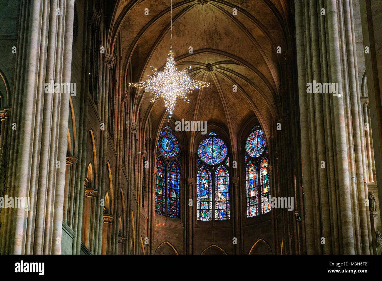 The Cathedral Of Notre Dame De Paris With Its Stained Glass Windows The Cathedral Of Notre Dame De Paris With Its Stained Glass Windows