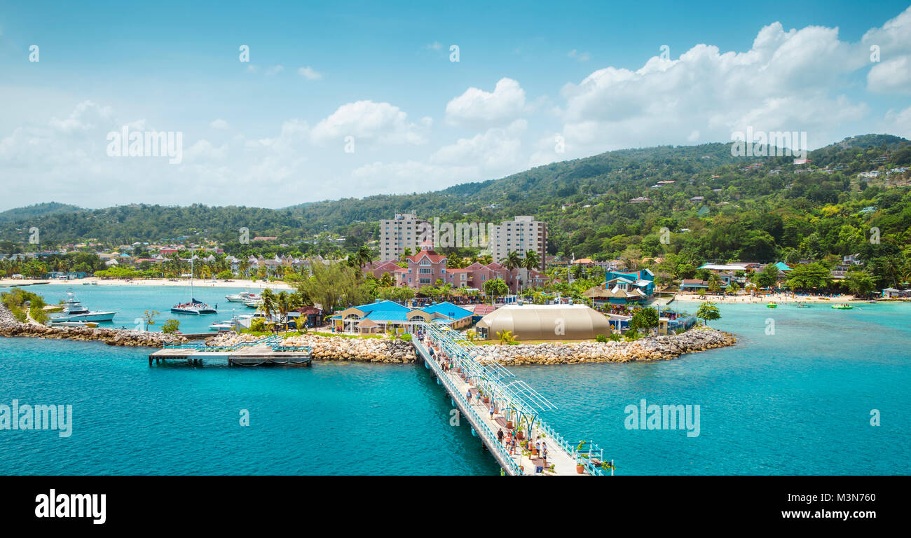Panorama of port in Ocho Rios in Jamaica Stock Photo