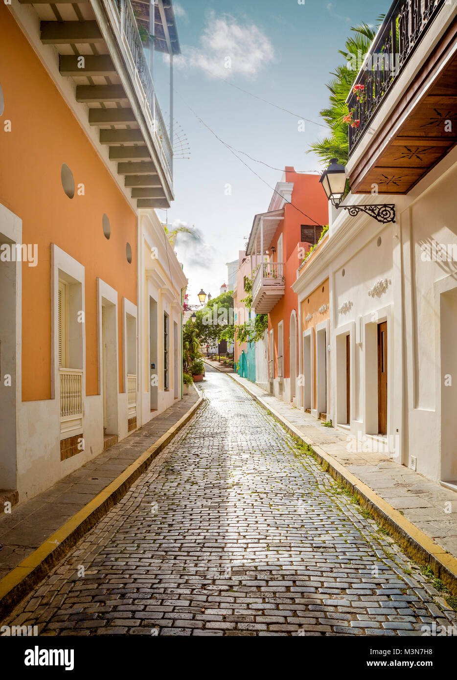 Colorful street in Old San Juan, Puerto Rico Stock Photo - Alamy