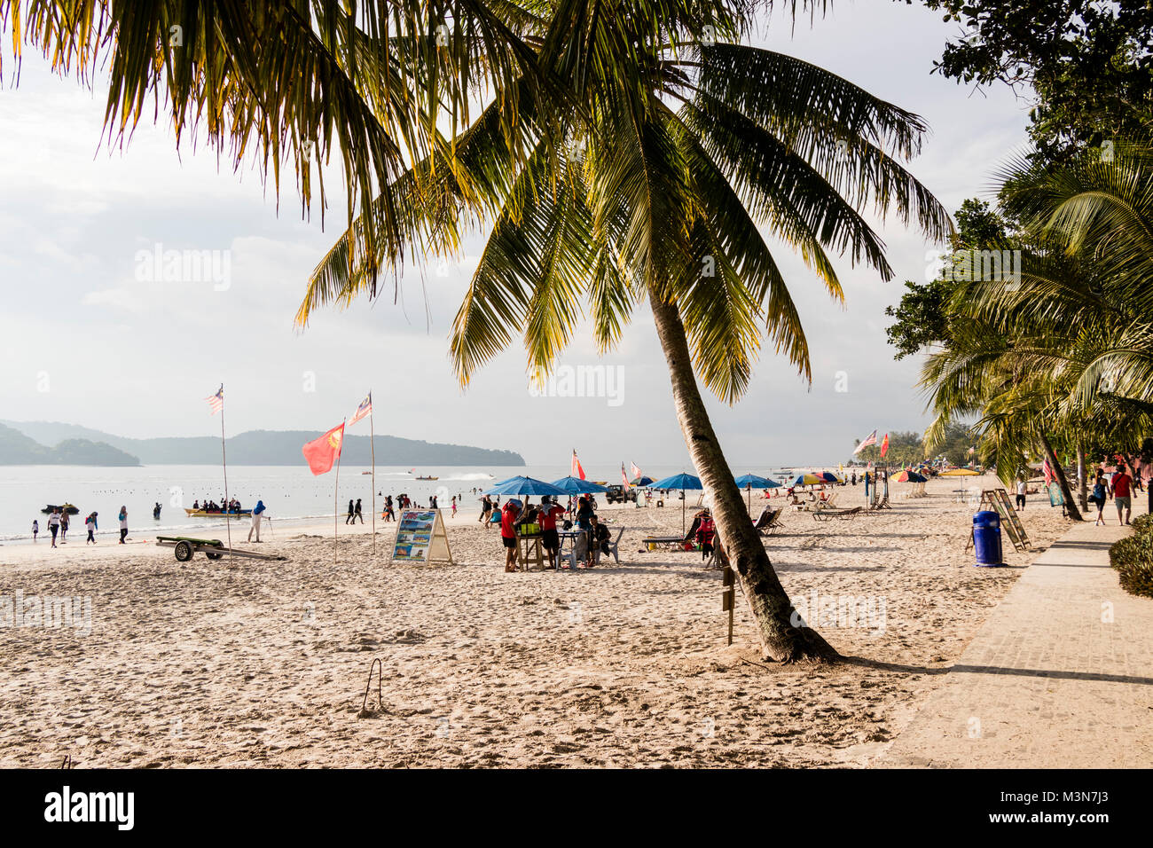 Langkawi Malaysia December 21 2017 Beautiful Beach Of Langkawi With White Beach And Palm Trees During The Midday Stock Photo Alamy