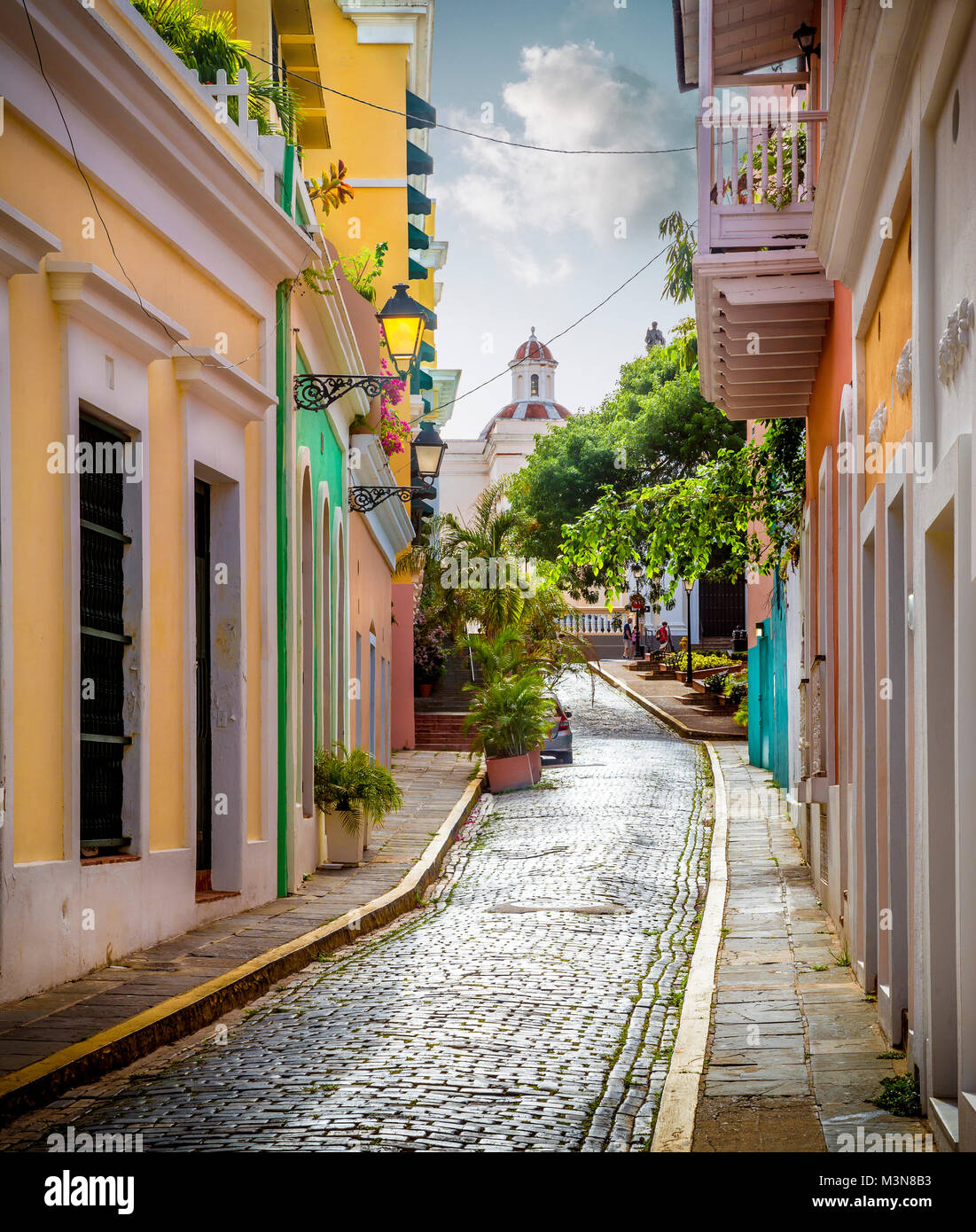Colorful street in old San Juan, Puerto Rico Stock Photo