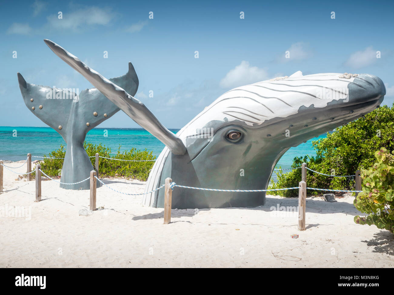 Blue whale statue on beach of Grand Turk Island Stock Photo - Alamy