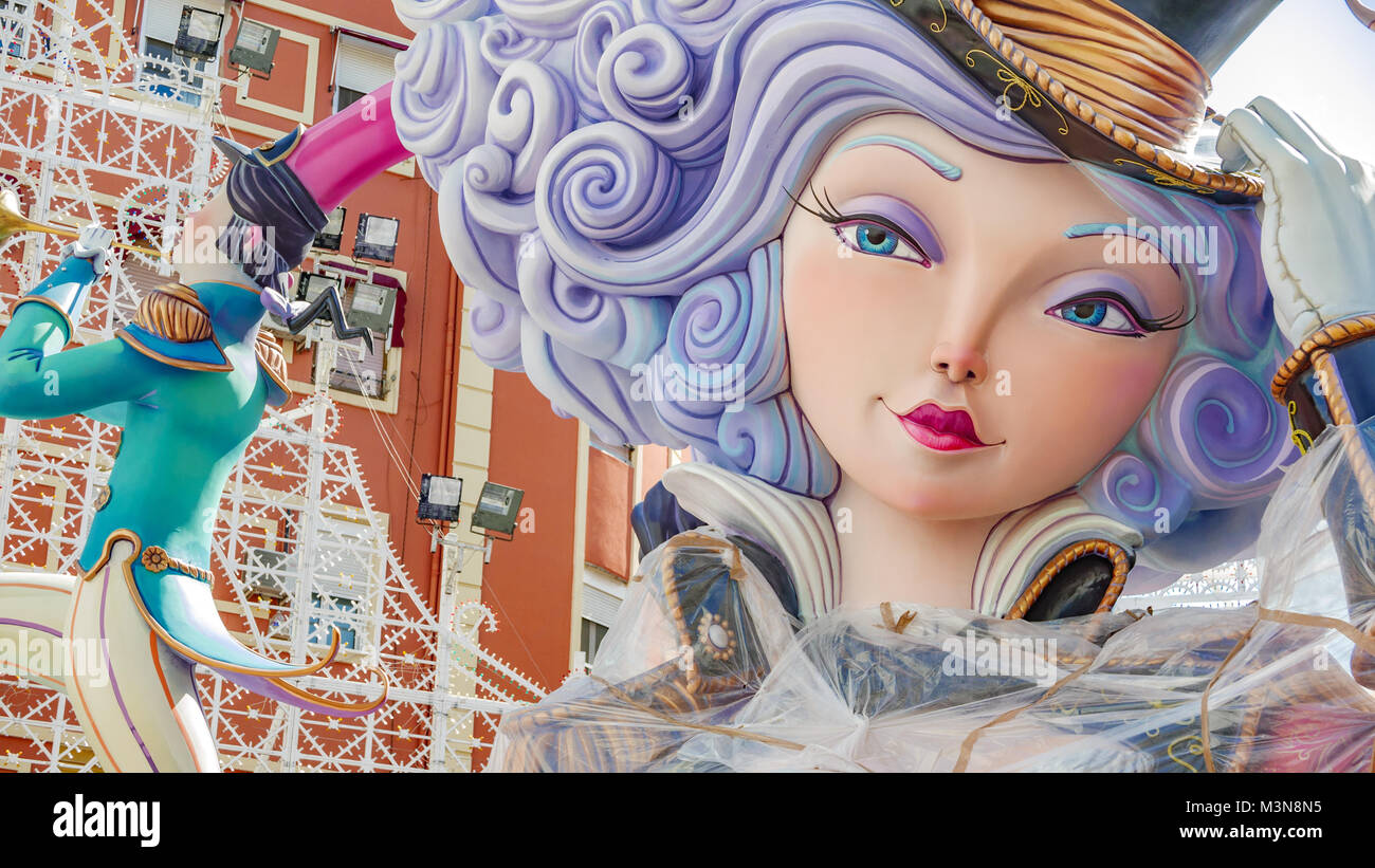 VALENCIA, SPAIN MARCH 13, 2016 Detailed view of falla, the Fallas is