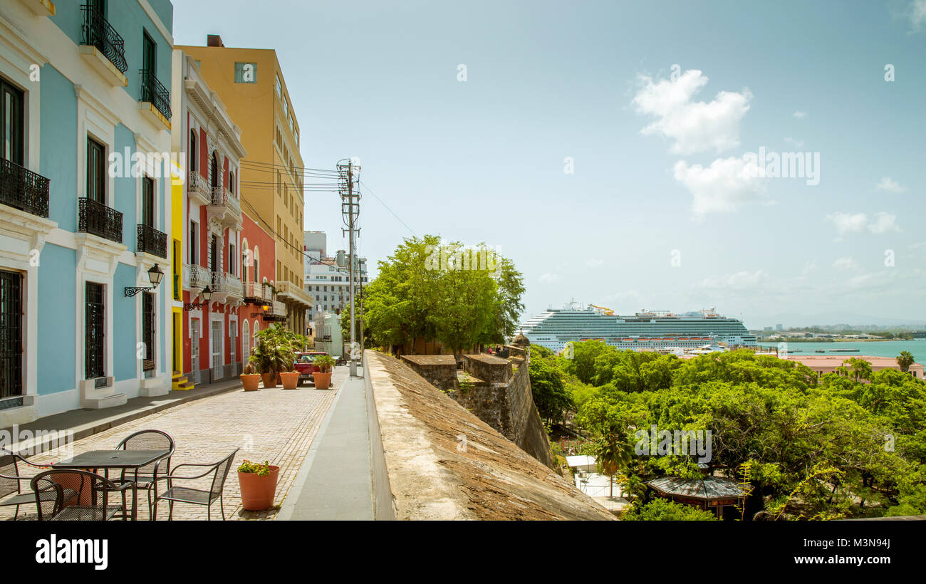 Colorful street in old San Juan town, Puerto Rico Stock Photo - Alamy