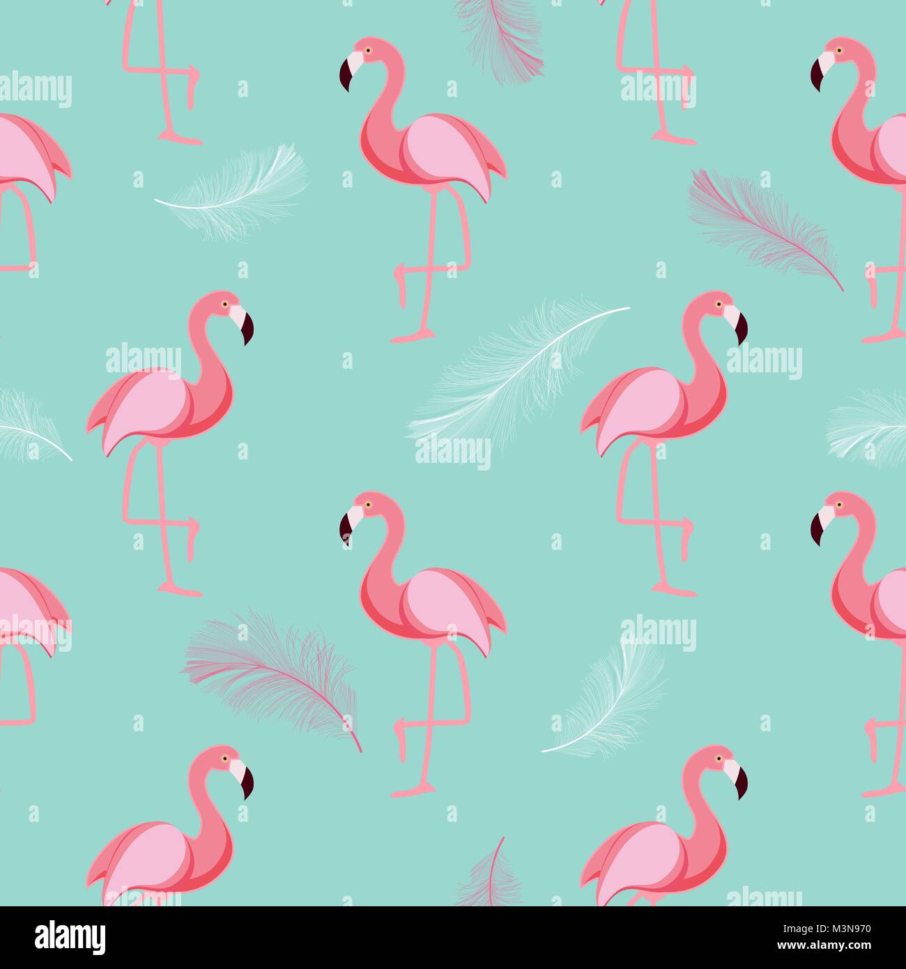Cute Retro Seamless Flamingo Pattern Background Vector Illustration ...