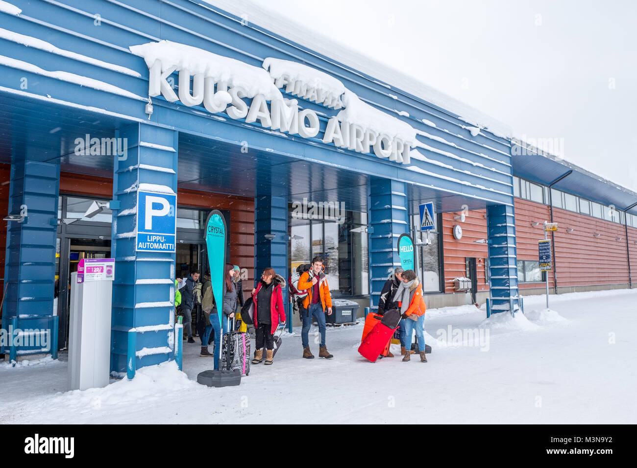 Kuusamo airport in Finland, winter Stock Photo