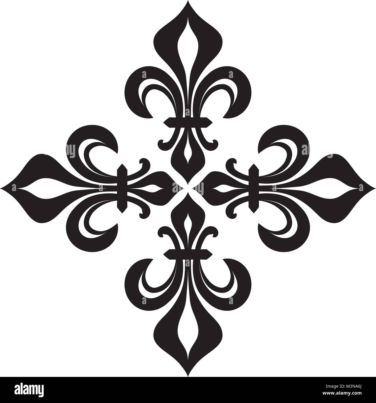 Croix Fleurdelisée (Cross of Lilies), Royal heraldic cross. Stock Vector
