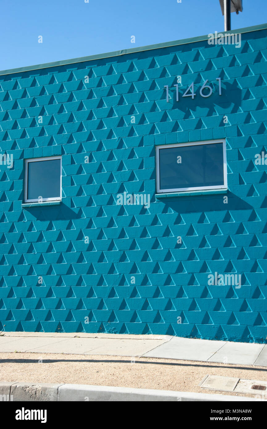 Turquoise blue urban wall in Los Angeles,CA Stock Photo